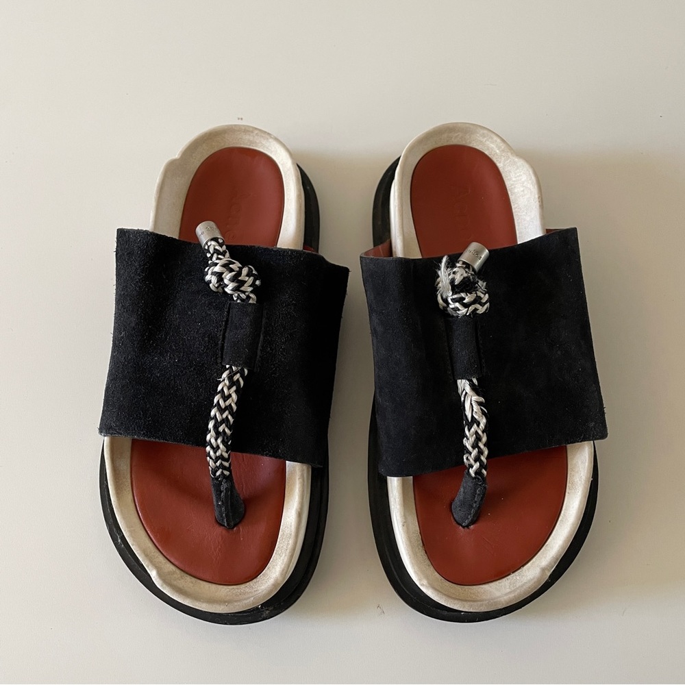 Acne Studios Suede Modern Thong Sandal Size 36 6 Rope Knot Platform - Picture 3 of 7